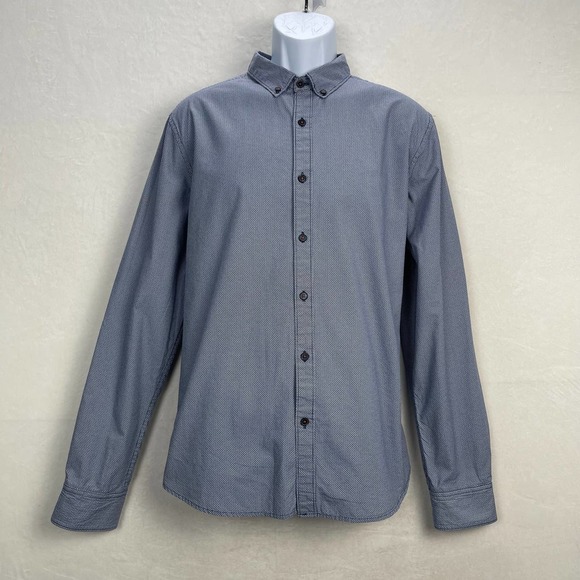 Denim & Flower Other - Denim & Flower Slim Fit  Blue & White Pattern Button Up Dress Shirt 2 Toned XL